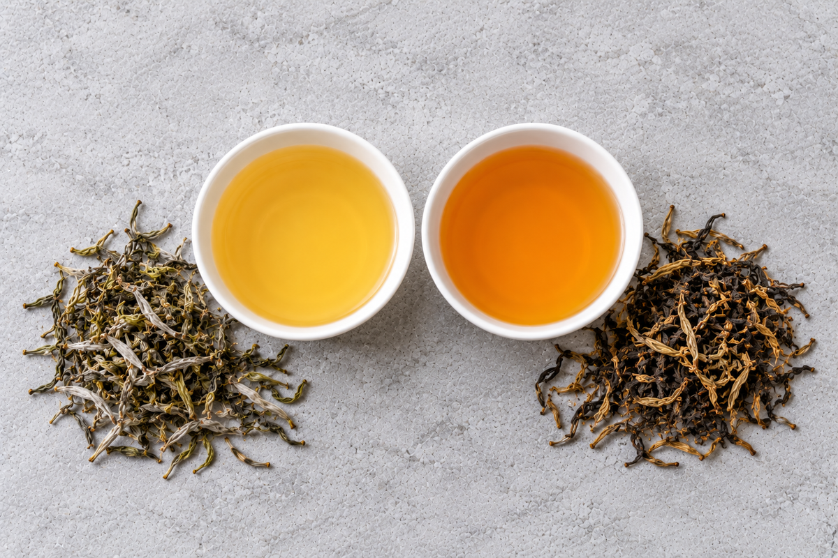 Darjeeling first flush and second flush teas side by side