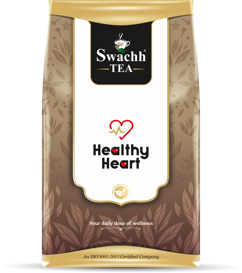 Happy Heart by Swachh Tea, Arjun bark, cardamom, bay leaves, fennel, cinnamon, ashwagandha, shankhpushpi, pipal, stevia leaves