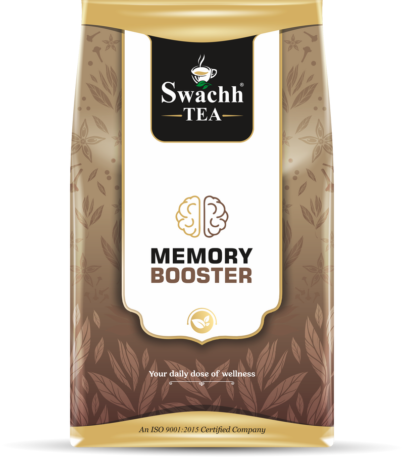 Deep Focus by Swachh Tea, Almonds, ashwagandha, cinnamon, ginger flakes, turmeric, brahmi, amla, tulsi, stevia leaves, gotu kola